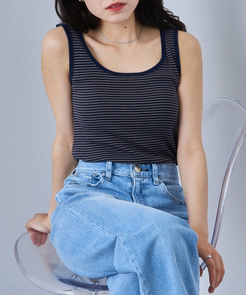 Healthknit（ヘルスニット）の「【Healthknit】丸胴リブタンクトップ HR25S-L201（タンクトップ・レディース・ミント/パープル/ネイビー/チャコールグレー/ホワイト・FREE）」の4枚目の写真