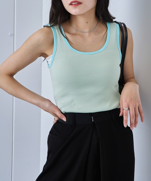 Healthknit（ヘルスニット）の「【Healthknit】丸胴リブタンクトップ HR25S-L201（タンクトップ・レディース・ミント/パープル/ネイビー/チャコールグレー/ホワイト・FREE）」の3枚目の写真