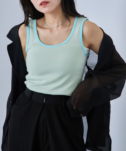 Healthknit（ヘルスニット）の「【Healthknit】丸胴リブタンクトップ HR25S-L201（タンクトップ・レディース・ミント/パープル/ネイビー/チャコールグレー/ホワイト・FREE）」の15枚目の写真
