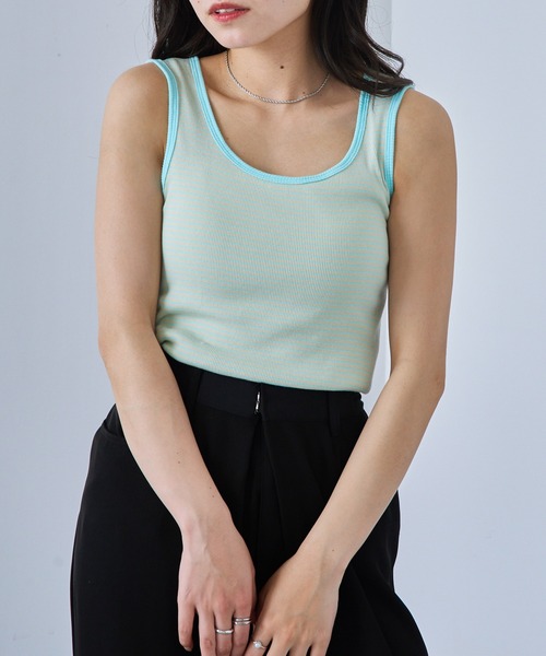 Healthknit（ヘルスニット）の「【Healthknit】丸胴リブタンクトップ HR25S-L201（タンクトップ・レディース・ミント/パープル/ネイビー/チャコールグレー/ホワイト・FREE）」の16枚目の写真