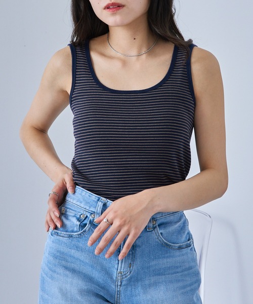 Healthknit（ヘルスニット）の「【Healthknit】丸胴リブタンクトップ HR25S-L201（タンクトップ・レディース・ミント/パープル/ネイビー/チャコールグレー/ホワイト・FREE）」の22枚目の写真