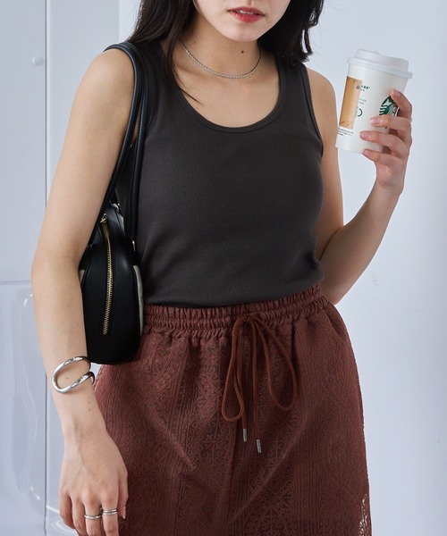 Healthknit（ヘルスニット）の「【Healthknit】丸胴リブタンクトップ HR25S-L201（タンクトップ・レディース・ミント/パープル/ネイビー/チャコールグレー/ホワイト・FREE）」の14枚目の写真