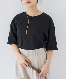 袖口ロゴ刺繍 スラブ天竺Tシャツ