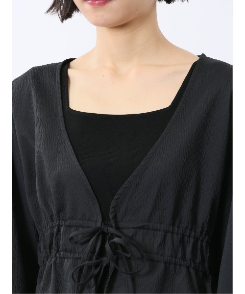 m.f.editorial（エムエフエディトリアル）の「【ハンドウォッシャブル】m.f.エディトリアル レディース ジャガード シャツジャケット（カーディガン/ボレロ・レディース・ホワイト/ブラック・FREE）」の8枚目の写真