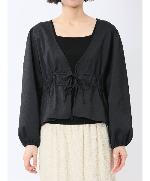 m.f.editorial（エムエフエディトリアル）の「【ハンドウォッシャブル】m.f.エディトリアル レディース ジャガード シャツジャケット（カーディガン/ボレロ・レディース・ホワイト/ブラック・FREE）」の5枚目の写真