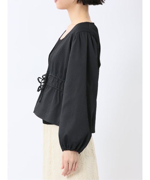 m.f.editorial（エムエフエディトリアル）の「【ハンドウォッシャブル】m.f.エディトリアル レディース ジャガード シャツジャケット（カーディガン/ボレロ・レディース・ホワイト/ブラック・FREE）」の6枚目の写真