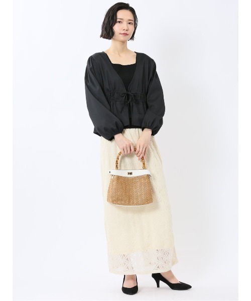 m.f.editorial（エムエフエディトリアル）の「【ハンドウォッシャブル】m.f.エディトリアル レディース ジャガード シャツジャケット（カーディガン/ボレロ・レディース・ホワイト/ブラック・FREE）」の13枚目の写真