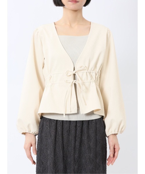 m.f.editorial（エムエフエディトリアル）の「【ハンドウォッシャブル】m.f.エディトリアル レディース ジャガード シャツジャケット（カーディガン/ボレロ・レディース・ホワイト/ブラック・FREE）」の15枚目の写真