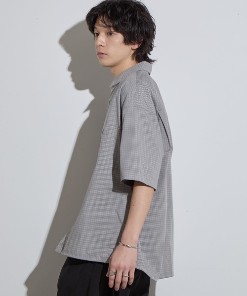 ブラック 半袖シャツ ドローストリング付き tops-02519 ドローストリングオーバーサイズシャツ ホワイト