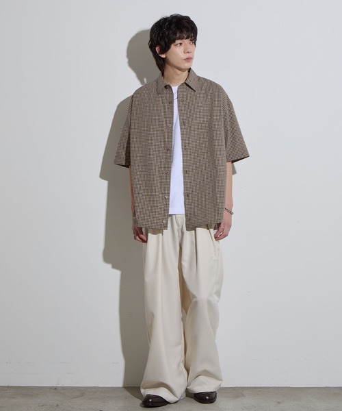 SLICK(スリック)の「【SLICK/スリック】Classic Mini Check Drawstring Shirt / クラシックミニチェックドローストリングシャツ/ オーバーサイズ(シャツ/ブラウス・メンズ・スミクロ/ブラウン/ライトグレー・1/2/3)」の9枚目の写真