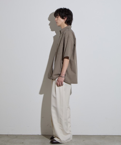 SLICK(スリック)の「【SLICK/スリック】Classic Mini Check Drawstring Shirt / クラシックミニチェックドローストリングシャツ/ オーバーサイズ(シャツ/ブラウス・メンズ・スミクロ/ブラウン/ライトグレー・1/2/3)」の10枚目の写真