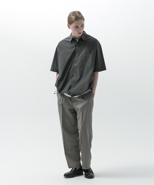 SLICK(スリック)の「【SLICK/スリック】Classic Mini Check Drawstring Shirt / クラシックミニチェックドローストリングシャツ/ オーバーサイズ(シャツ/ブラウス・メンズ・スミクロ/ブラウン/ライトグレー・1/2/3)」の7枚目の写真