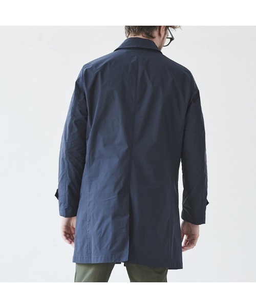 g-stage（ジーステージ）の「軽量ストレッチ フーデットコート撥水（ステンカラーコート・メンズ・ネイビー/サックスブルー・46/48/50）」の9枚目の写真