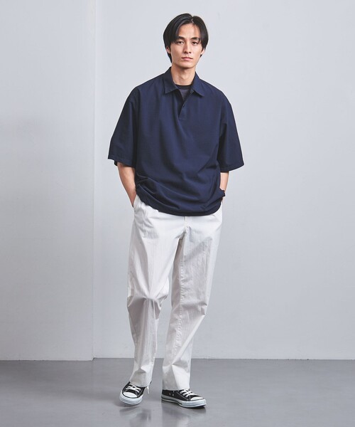 UNITED ARROWS（ユナイテッドアローズ）の「DotAir ドットエア サッカー ヘムコード プルオーバー -吸水速乾・ストレッチ-（ポロシャツ・メンズ・ブラック/ネイビー・S/L/M）」の8枚目の写真