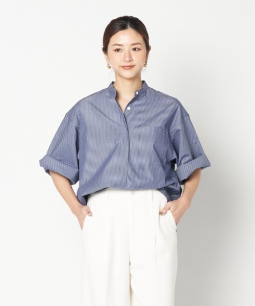 HELIOPOLE(エリオポール)の「BIG SLEEVE SHIRT(シャツ/ブラウス・レディース・ホワイト/ブルー系その他・38)」の1枚目の写真