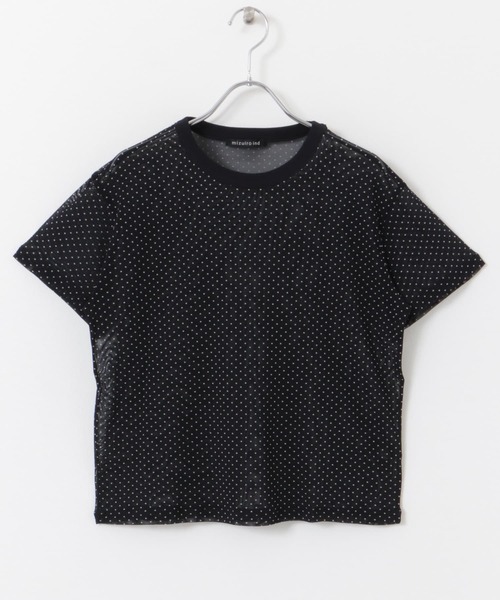 セール】mizuiro ind mesh dot crew-neck T-shirts（Tシャツ