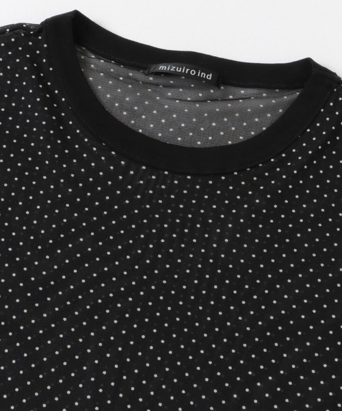 mizuiroind(ミズイロインド)の「mizuiro ind mesh dot crew-neck T-shirts(Tシャツ/カットソー・レディース・ネイビー/ブラック・FREE)」の4枚目の写真