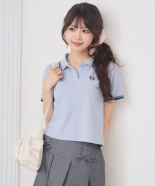 ems excite(エムズエキサイト)の「【新色追加】刺繍入りポロTEE(Tシャツ/カットソー・レディース・レッド/ダークブルー/ナチュラル/ダークグレー/ブルー・FREE)」の11枚目の写真