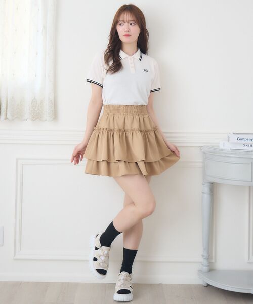 ems excite(エムズエキサイト)の「【新色追加】刺繍入りポロTEE(Tシャツ/カットソー・レディース・レッド/ダークブルー/ナチュラル/ダークグレー/ブルー・FREE)」の12枚目の写真