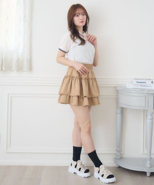 ems excite(エムズエキサイト)の「【新色追加】刺繍入りポロTEE(Tシャツ/カットソー・レディース・レッド/ダークブルー/ナチュラル/ダークグレー/ブルー・FREE)」の13枚目の写真