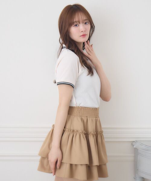 ems excite(エムズエキサイト)の「【新色追加】刺繍入りポロTEE(Tシャツ/カットソー・レディース・レッド/ダークブルー/ナチュラル/ダークグレー/ブルー・FREE)」の17枚目の写真