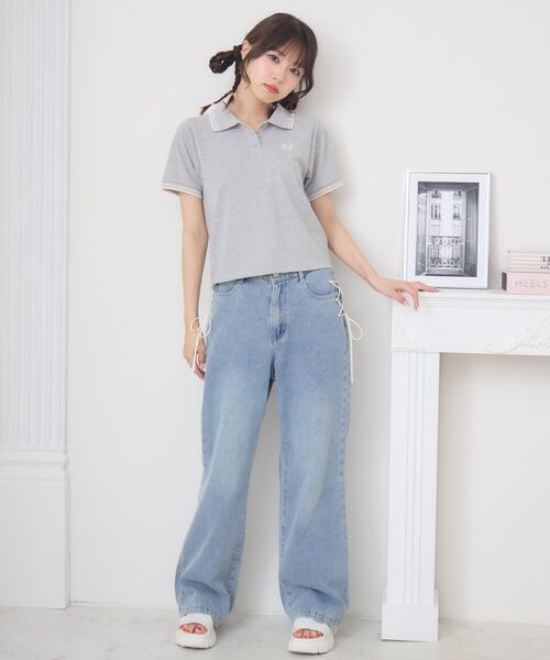 ems excite(エムズエキサイト)の「【新色追加】刺繍入りポロTEE(Tシャツ/カットソー・レディース・レッド/ダークブルー/ナチュラル/ダークグレー/ブルー・FREE)」の20枚目の写真