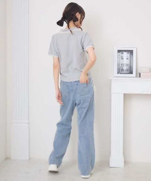 ems excite(エムズエキサイト)の「【新色追加】刺繍入りポロTEE(Tシャツ/カットソー・レディース・レッド/ダークブルー/ナチュラル/ダークグレー/ブルー・FREE)」の22枚目の写真