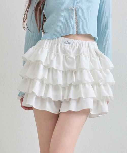 OLIVE des OLIVE（オリーブデオリーブ）の「フリルティアードスカパン（スカート・レディース・ブラウン/オフホワイト/ブラック・FREE）」の2枚目の写真