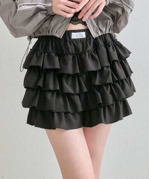 OLIVE des OLIVE（オリーブデオリーブ）の「フリルティアードスカパン（スカート・レディース・ブラウン/オフホワイト/ブラック・FREE）」の3枚目の写真