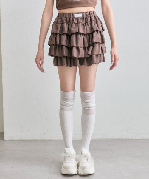 OLIVE des OLIVE（オリーブデオリーブ）の「フリルティアードスカパン（スカート・レディース・ブラウン/オフホワイト/ブラック・FREE）」の12枚目の写真