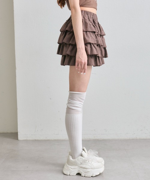 OLIVE des OLIVE（オリーブデオリーブ）の「フリルティアードスカパン（スカート・レディース・ブラウン/オフホワイト/ブラック・FREE）」の13枚目の写真