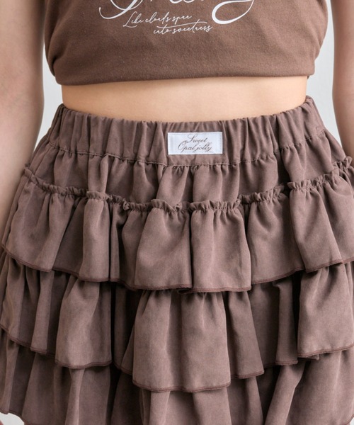 OLIVE des OLIVE（オリーブデオリーブ）の「フリルティアードスカパン（スカート・レディース・ブラウン/オフホワイト/ブラック・FREE）」の15枚目の写真