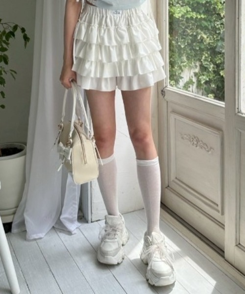 OLIVE des OLIVE（オリーブデオリーブ）の「フリルティアードスカパン（スカート・レディース・ブラウン/オフホワイト/ブラック・FREE）」の21枚目の写真