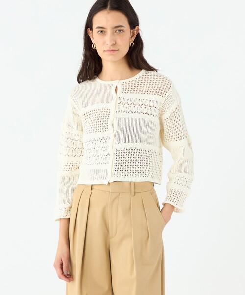 MACPHEE(マカフィー)の「【WEB限定】コットンレーシー クルーネックカーディガン(カーディガン/ボレロ・レディース・ブラック/ホワイト・S)」の20枚目の写真