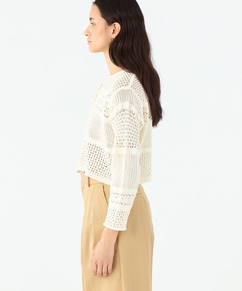 MACPHEE(マカフィー)の「【WEB限定】コットンレーシー クルーネックカーディガン(カーディガン/ボレロ・レディース・ブラック/ホワイト・S)」の13枚目の写真