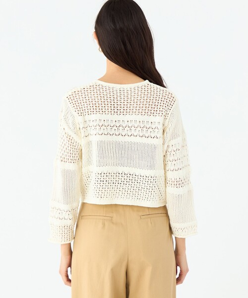 MACPHEE(マカフィー)の「【WEB限定】コットンレーシー クルーネックカーディガン(カーディガン/ボレロ・レディース・ブラック/ホワイト・S)」の14枚目の写真