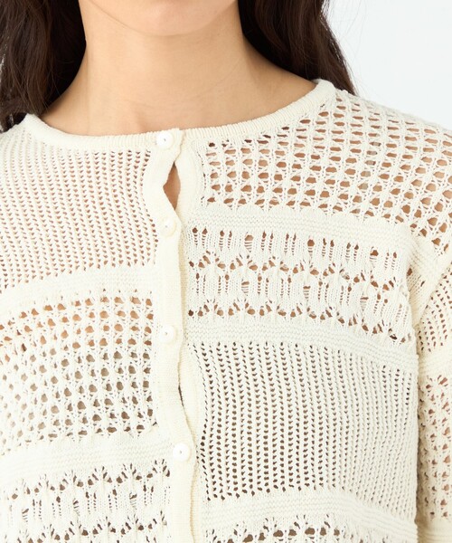 MACPHEE(マカフィー)の「【WEB限定】コットンレーシー クルーネックカーディガン(カーディガン/ボレロ・レディース・ブラック/ホワイト・S)」の15枚目の写真