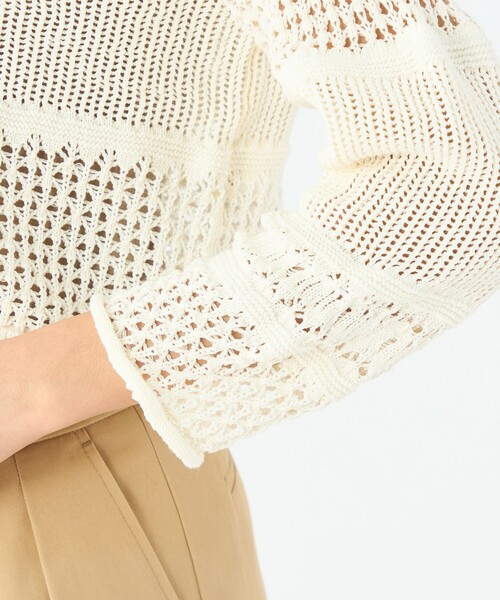 MACPHEE(マカフィー)の「【WEB限定】コットンレーシー クルーネックカーディガン(カーディガン/ボレロ・レディース・ブラック/ホワイト・S)」の16枚目の写真