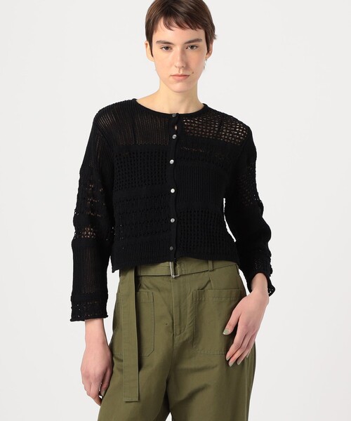 MACPHEE(マカフィー)の「【WEB限定】コットンレーシー クルーネックカーディガン(カーディガン/ボレロ・レディース・ブラック/ホワイト・S)」の8枚目の写真