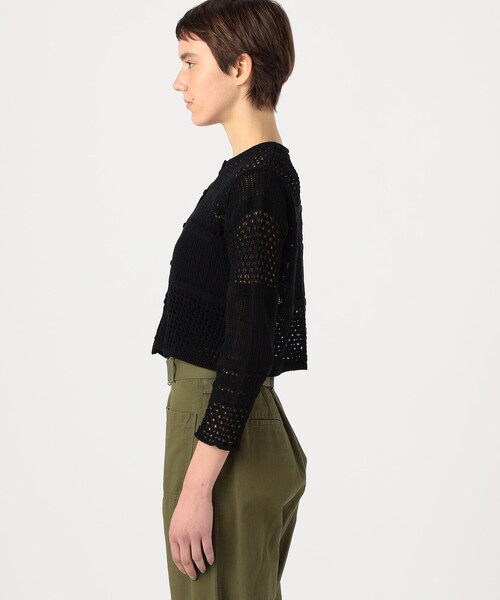 MACPHEE(マカフィー)の「【WEB限定】コットンレーシー クルーネックカーディガン(カーディガン/ボレロ・レディース・ブラック/ホワイト・S)」の9枚目の写真