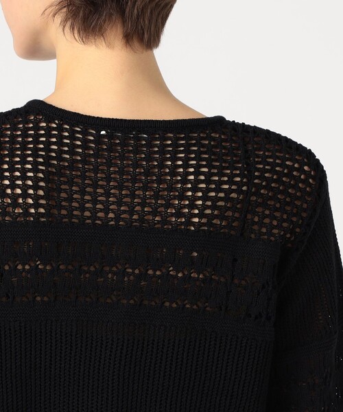 MACPHEE(マカフィー)の「【WEB限定】コットンレーシー クルーネックカーディガン(カーディガン/ボレロ・レディース・ブラック/ホワイト・S)」の12枚目の写真