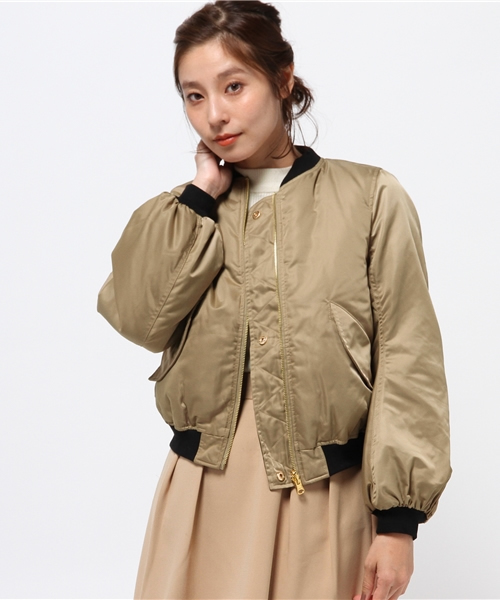 CAPRICIEUX LE'MAGE（カプリシューレマージュ）の「ダウンリバMA1（ブルゾン・レディース・ベージュ/ブラック/モスグリーン・FREE）」の3枚目の写真