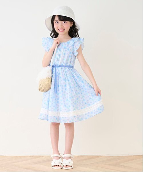 水彩花柄プリント　ワンピース