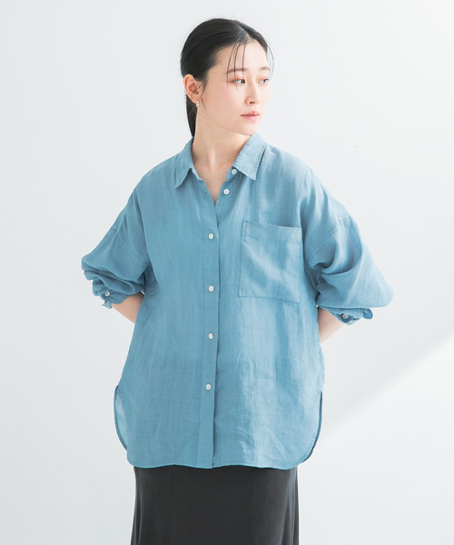 URBAN RESEARCH（アーバンリサーチ）の「ガーメントダイラミーオーバーシャツ（シャツ/ブラウス・レディース・イエロー/ブラウン/ブルー/オフホワイト・FREE）」の4枚目の写真