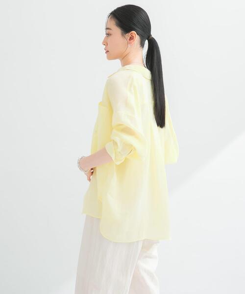 URBAN RESEARCH（アーバンリサーチ）の「ガーメントダイラミーオーバーシャツ（シャツ/ブラウス・レディース・イエロー/ブラウン/ブルー/オフホワイト・FREE）」の8枚目の写真