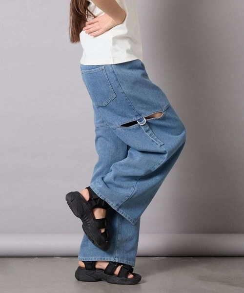 a.v.v（アーヴェヴェ）の「[130-160]サイドスリットデニム（デニムパンツ・キッズ・ブルー/チャコールグレー・130/140/150/160）」の7枚目の写真