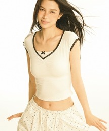 Y2Kガーリー*レースショート丈クロップドTシャツ