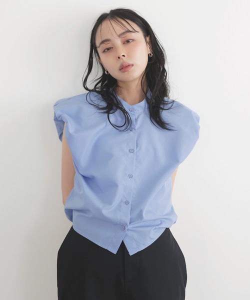 LIAN（リアン）の「バルーンショルダーブラウス（シャツ/ブラウス・レディース・ブラック/ストライプ/ピンク/ブルー/オフホワイト・FREE）」の6枚目の写真