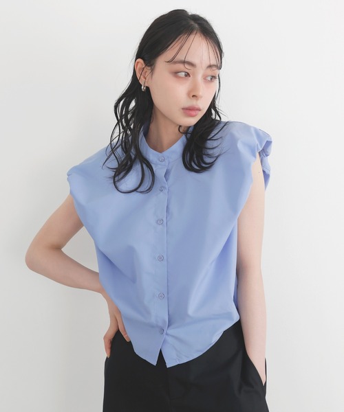 LIAN（リアン）の「バルーンショルダーブラウス（シャツ/ブラウス・レディース・ブラック/ストライプ/ピンク/ブルー/オフホワイト・FREE）」の10枚目の写真