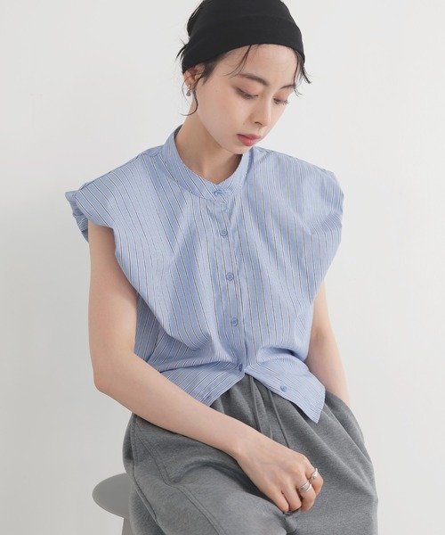 LIAN（リアン）の「バルーンショルダーブラウス（シャツ/ブラウス・レディース・ブラック/ストライプ/ピンク/ブルー/オフホワイト・FREE）」の15枚目の写真